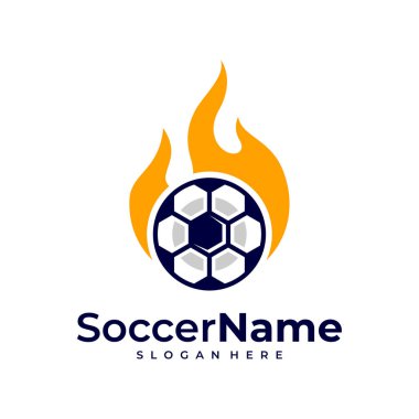Futbol logosu şablonunu ateşle, futbol logosu tasarım vektörü