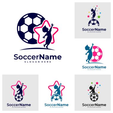 Çocuklar için Futbol Logosu Şablonu, Futbol Logosu Tasarım Vektörü