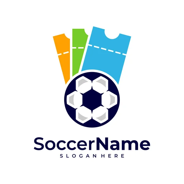 Ticket Fußball Logo Vorlage Fußball Logo Design Vektor — Stockvektor