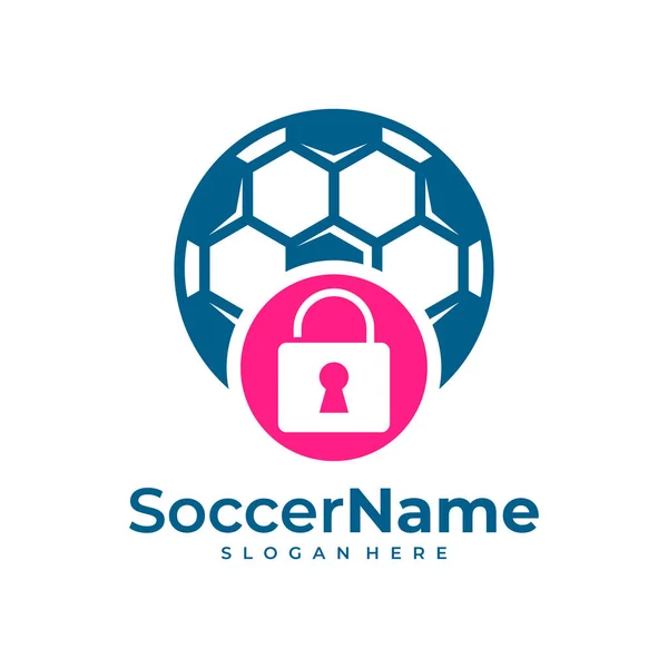 Padlock Soccer Logo Template Football Padlock Logo Design Vector — Stock Vector