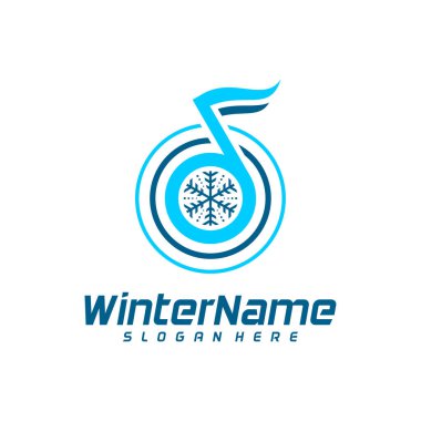 Kış Müzik logosu şablonu, Kış logosu tasarım vektörü