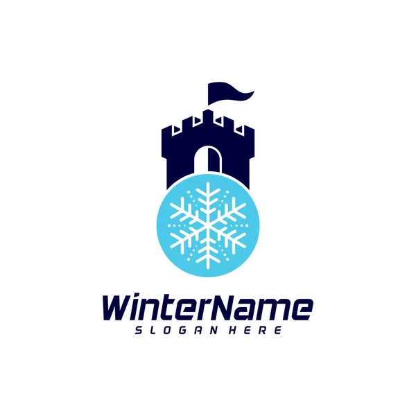 Χειμερινό Κάστρο Πρότυπο Λογότυπο Κάστρο Χειμερινό Λογότυπο Σχεδιασμό Διάνυσμα — Διανυσματικό Αρχείο