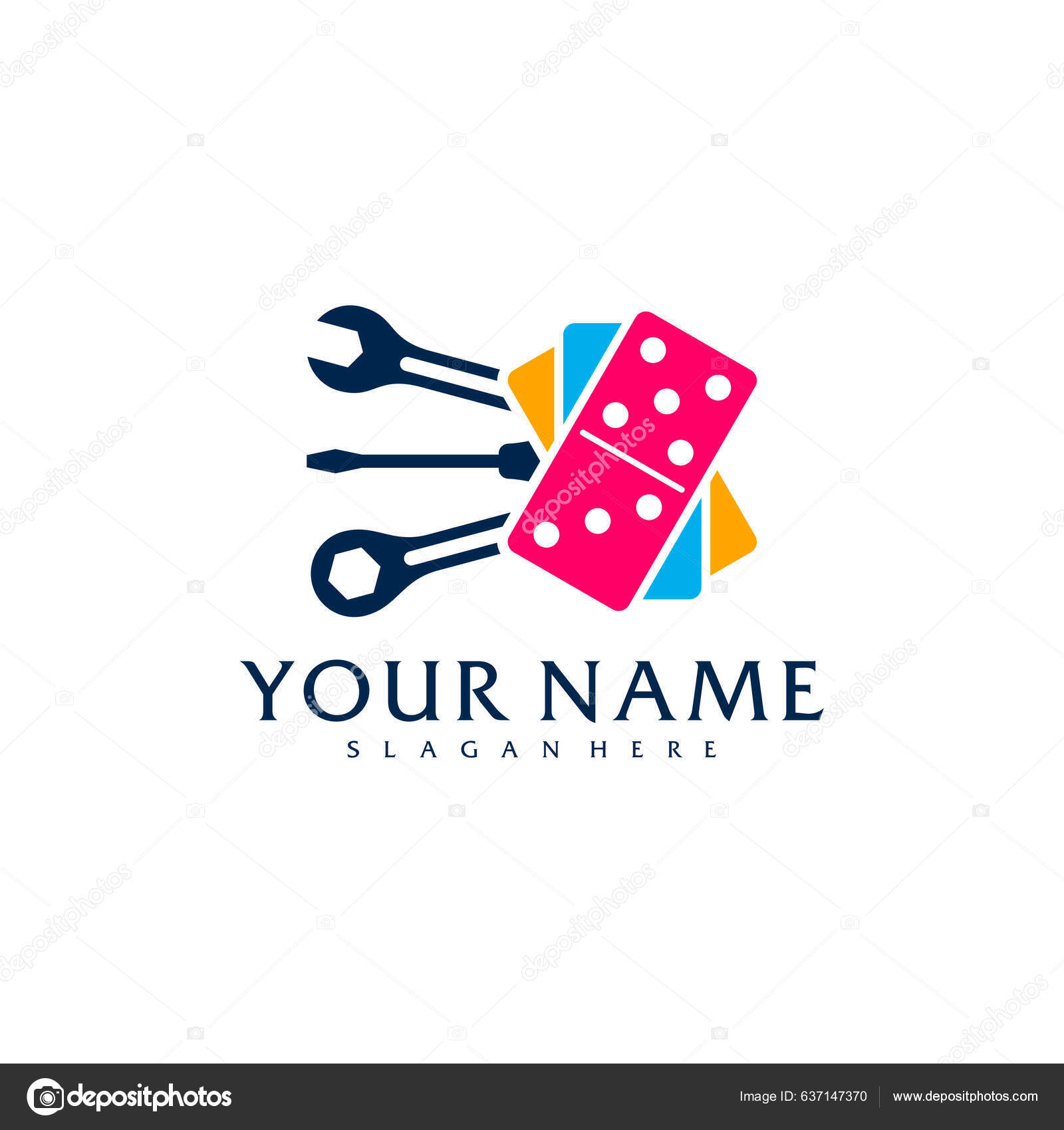 Mechanic Domino Logo Vector Template Creative Domino Logo Design ...