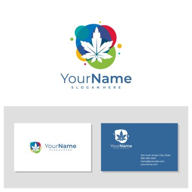 Colorful Cannabis logo with business card template. Creative Cannabis logo design concepts
