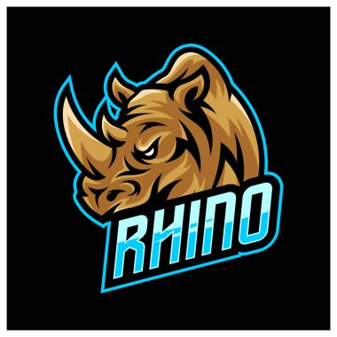 Rhino head mascot esport logo template, Rhino logo design vector