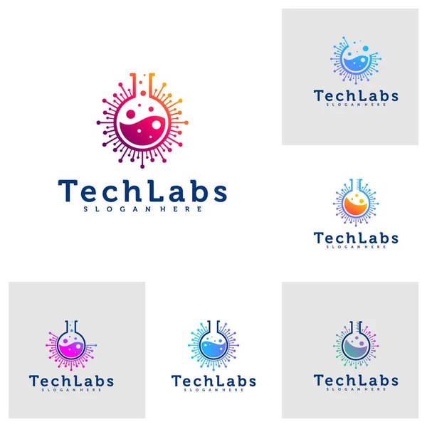 Conjunto Plantilla Logotipo Tech Lab Vector Diseño Logotipo Creative Lab — Vector de stock