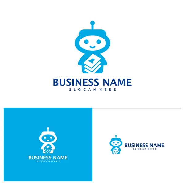 Robot Book Logo Template Creative Robot Logo Design Vector Book — Stock Vector