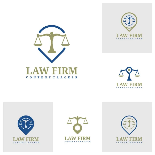 Sada Advokátní Kanceláře Bodovým Logem Šablony Creative Law Logo Design — Stockový vektor