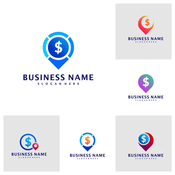 Ensemble Point Money Logo Design Concept Vectoriel Modèle Logo Pièce — Image vectorielle