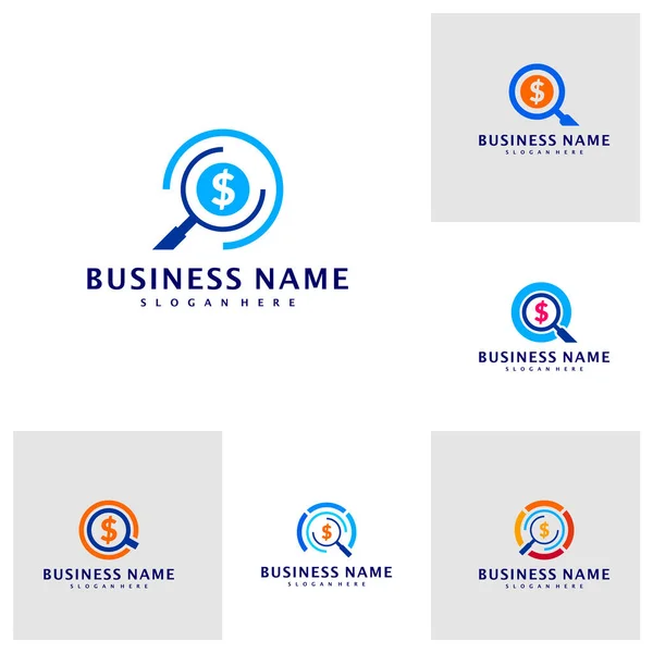 Ensemble Logo Find Money Design Concept Vector Rechercher Modèle Logo — Image vectorielle