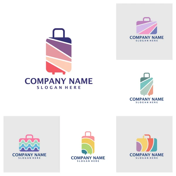 Set Colorful Suitcase Logo Design Vector Suitcase Logo Design Template — стоковый вектор