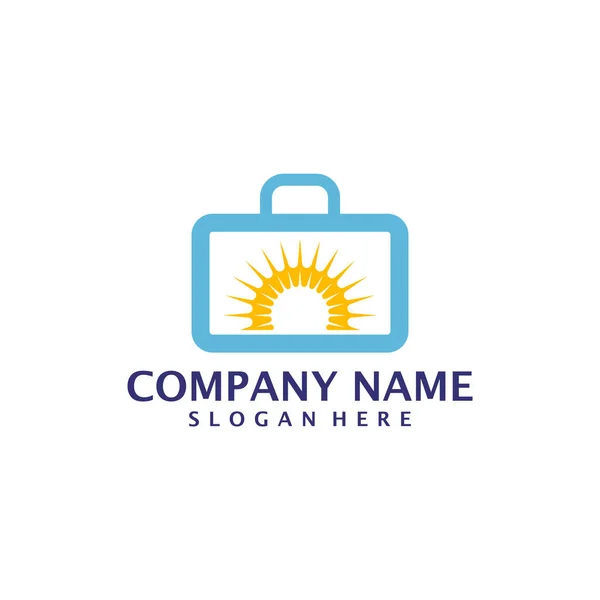 Vecteur Conception Logo Sun Suitcase Modèle Conception Logo Valise Concept — Image vectorielle