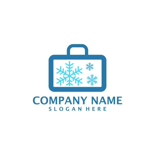 Vettore Progettazione Logo Valigia Invernale Concetto Modello Design Logo Valigia — Vettoriale Stock
