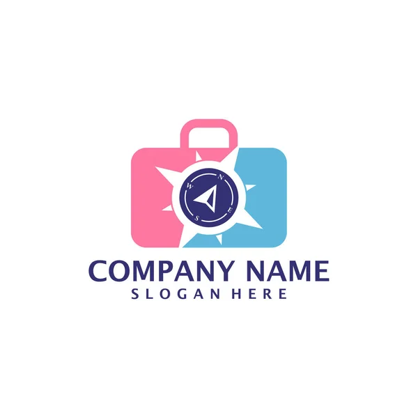 Compass Suitcase Logo Design Vector Suitcase Logo Design Template Concept — Stock Vector