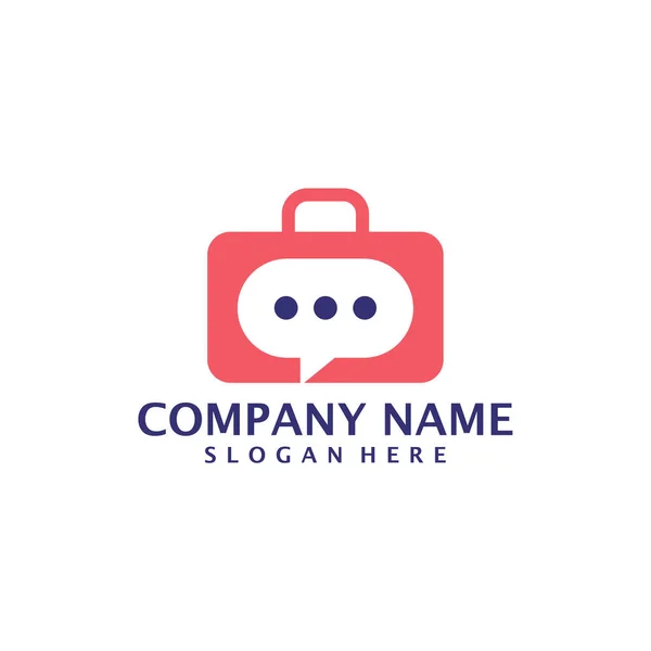 Chat Suitcase Λογότυπο Σχεδιασμό Διάνυσμα Έννοια Προτύπου Σχεδίασης Λογότυπου Βαλίτσας — Διανυσματικό Αρχείο