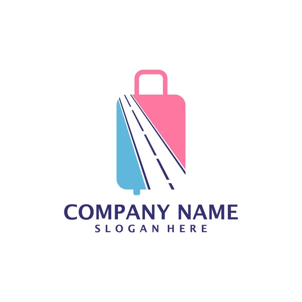 Road Suitcase Logo Design Concept Vector Modelo Design Logotipo Mala —  Vetores de Stock
