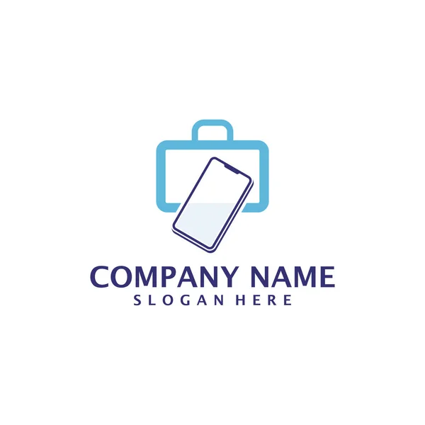 Phone Suitcase Logo Design Vector Suitcase Logo Design Template Concept — Stock Vector
