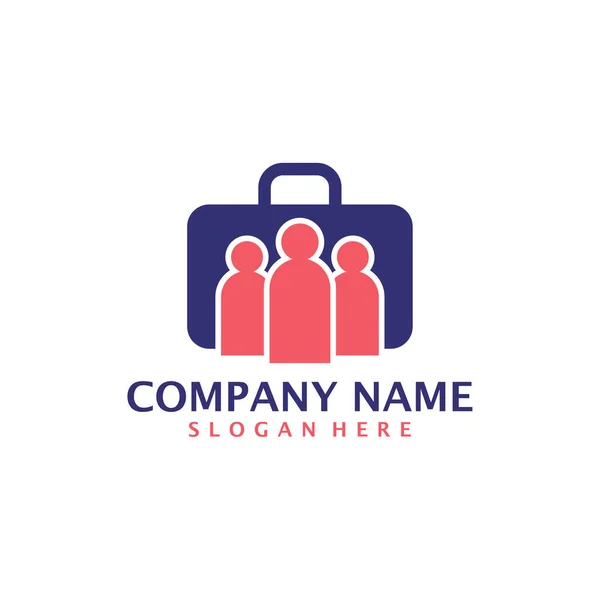 Vettore Progettazione Logo Valigia Persone Concetto Modello Design Logo Valigia — Vettoriale Stock