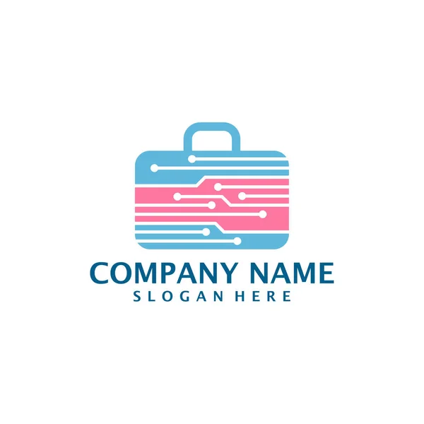 Tech Suitcase Logo Design Vector Suitcase Logo Design Template Concept — 图库矢量图片