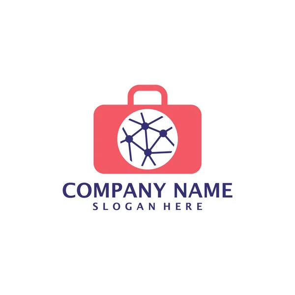 Tech Suitcase Logo Design Vector Suitcase Logo Design Template Concept — 图库矢量图片