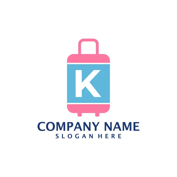字母K 带有Suitcase标志设计向量 带有Suitcase标志设计模板概念的初始K — 图库矢量图片