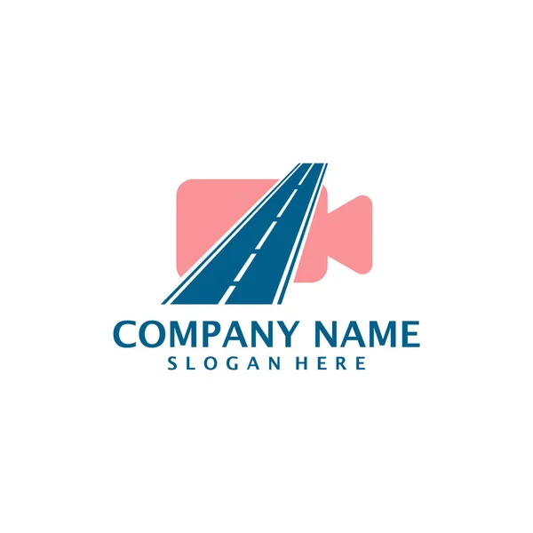 Caméra Route Logo Vecteur Conception Appareil Photo Avec Logo Road — Image vectorielle