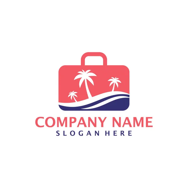 Summer Travel Vetor Design Logotipo Coqueiro Com Conceito Modelo Logotipo — Vetor de Stock