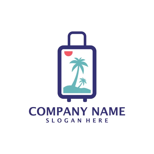 Vecteur Logo Summer Travel Noix Coco Avec Logo Valise Concept — Image vectorielle