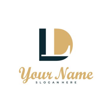 LD harfi logo tasarım vektörü. Lüks LD logo tasarım şablonu kavramı