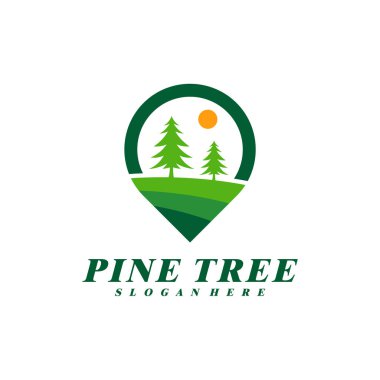 Noktalı logo tasarım vektörlü Çam Ağacı. Yaratıcı Çam Ağacı logosu şablonu kavramları