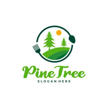 Gıda logosu tasarım vektörlü Çam Ağacı. Yaratıcı Çam Ağacı logosu şablonu kavramları