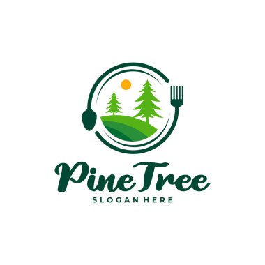 Gıda logosu tasarım vektörlü Çam Ağacı. Yaratıcı Çam Ağacı logosu şablonu kavramları