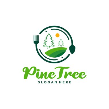 Gıda logosu tasarım vektörlü Çam Ağacı. Yaratıcı Çam Ağacı logosu şablonu kavramları
