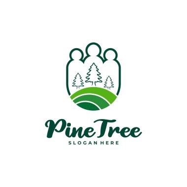 İnsanların logo tasarım vektörlü Çam Ağacı. Yaratıcı Çam Ağacı logosu şablonu kavramları