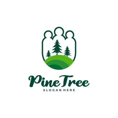 İnsanların logo tasarım vektörlü Çam Ağacı. Yaratıcı Çam Ağacı logosu şablonu kavramları