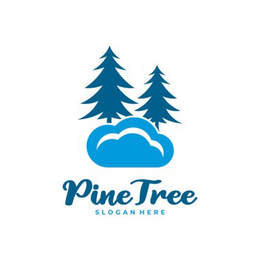 Bulut logosu tasarım vektörlü Çam Ağacı. Yaratıcı Çam Ağacı logosu şablonu kavramları