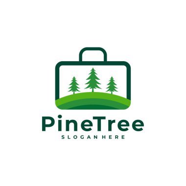 Bavul logosu tasarım vektörlü Çam Ağacı. Yaratıcı Çam Ağacı logosu şablonu kavramları