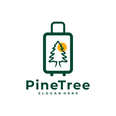 Bavul logosu tasarım vektörlü Çam Ağacı. Yaratıcı Çam Ağacı logosu şablonu kavramları