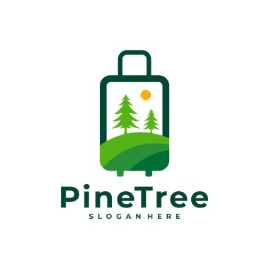 Bavul logosu tasarım vektörlü Çam Ağacı. Yaratıcı Çam Ağacı logosu şablonu kavramları