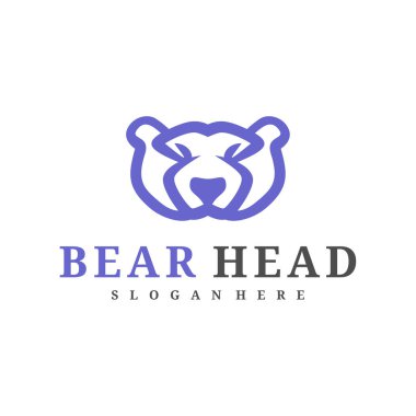 Bear logo vektör şablonu, Creative Bear baş logo tasarım kavramları