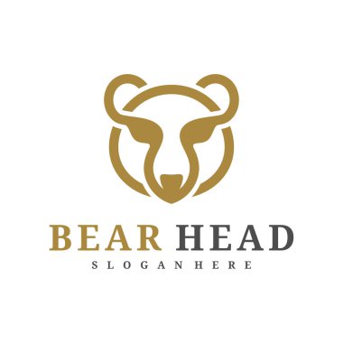 Bear logo vektör şablonu, Creative Bear baş logo tasarım kavramları