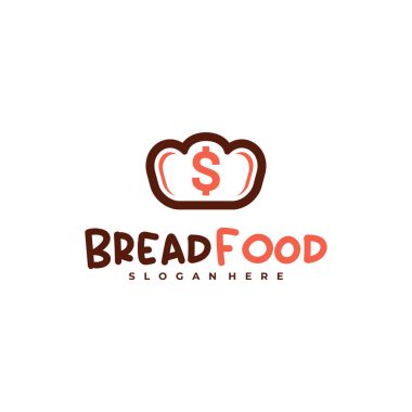 Ekmek logosu şablonu olan para, yaratıcı ekmek para logosu tasarımı kavramları