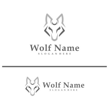 Kurt logosu çizimi. Wolf Head logo tasarımı konsept şablonu