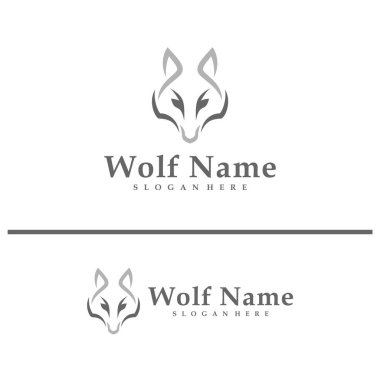 Kurt logosu çizimi. Wolf Head logo tasarımı konsept şablonu