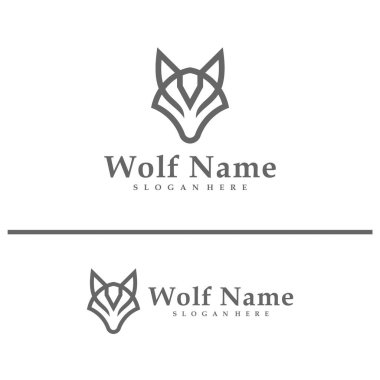 Kurt logosu çizimi. Wolf Head logo tasarımı konsept şablonu