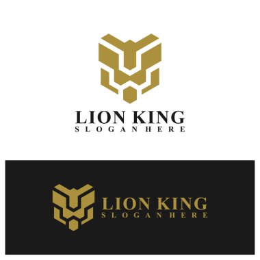 Aslan logosu vektör çizimi. Lion Head logo tasarım şablonu
