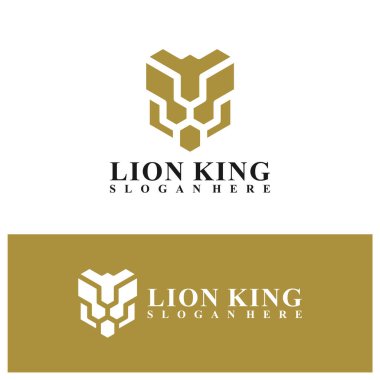 Aslan logosu vektör çizimi. Lion Head logo tasarım şablonu