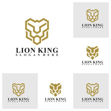 Aslan logosu çizimi seti. Lion Head logo tasarım şablonu