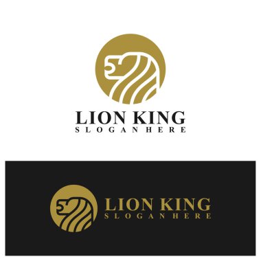 Aslan logosu vektör çizimi. Lion Head logo tasarım şablonu