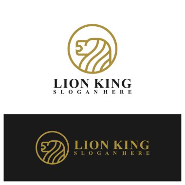 Aslan logosu vektör çizimi. Lion Head logo tasarım şablonu